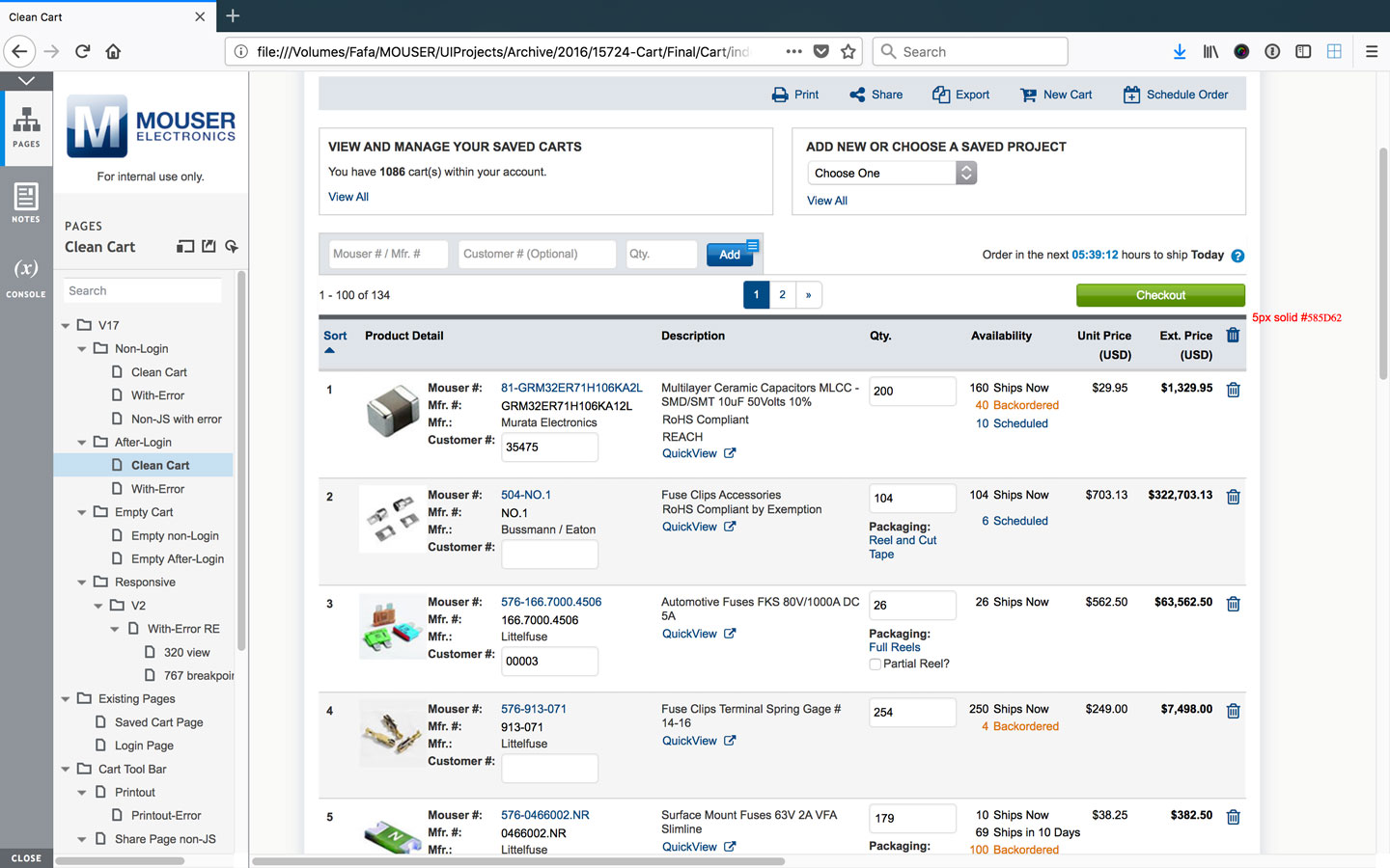 Shopping Cart Wireframe